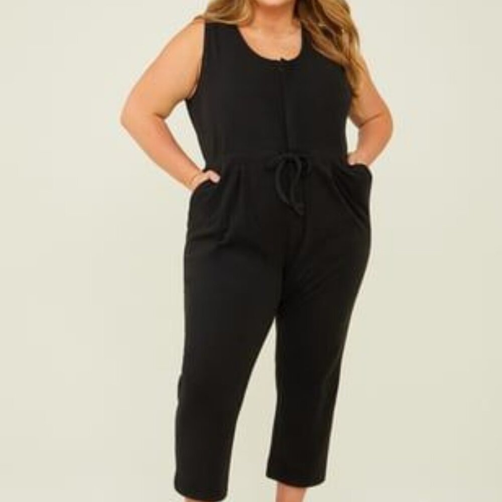 ARULA | Vivian Black Fleece Jumpsuit | Size X | Relaxed Fit